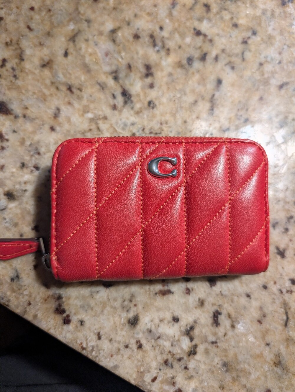 Coach Red Quilted Nappa Leather Card Holder